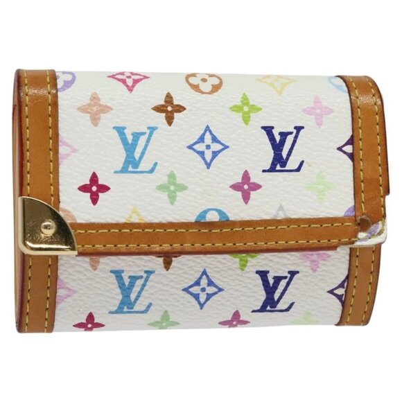 LOUIS VUITTON Monogram Multicolor Porte Monnaie Plat White M92657 Auth KD109 - Picture 1 of 14